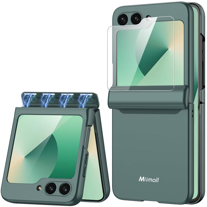 Miimall Kompatibel mit Samsung Galaxy Z Flip 6/Flip7 FE Hülle mit Scharnierschutz Magnetischer [Exte