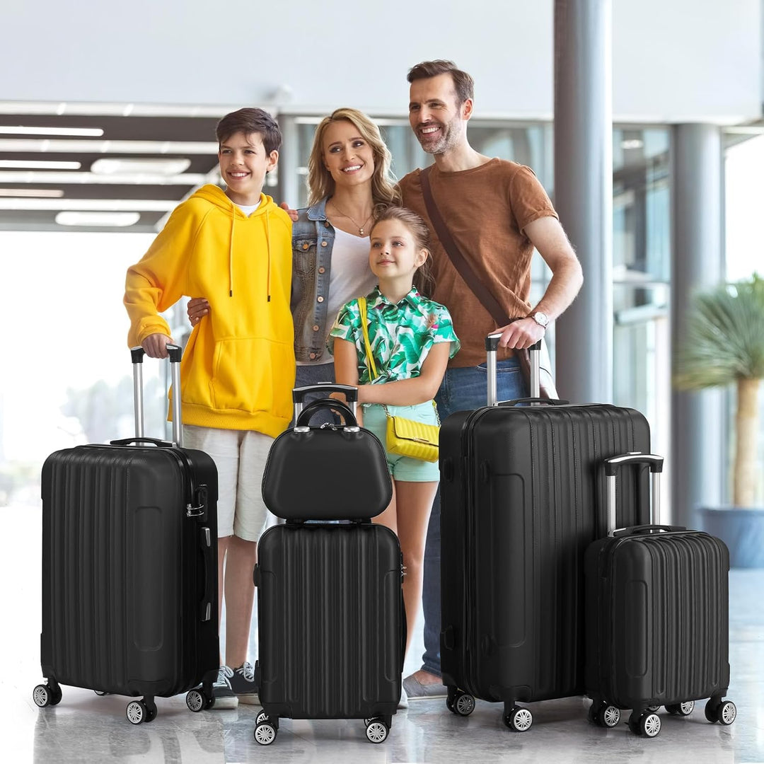 LALAHO Kofferset 5 teilig, Reisekoffer Set mit Kosmetikkoffer, Hartschalen Koffer Set aus ABS, Gepäc