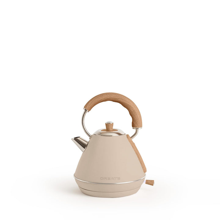 CREATE/KETTLE RETRO M/Elektrischer Wasserkocher Sand/Schnelles Aufkochen, Fassungsvermögen 1L, Absch