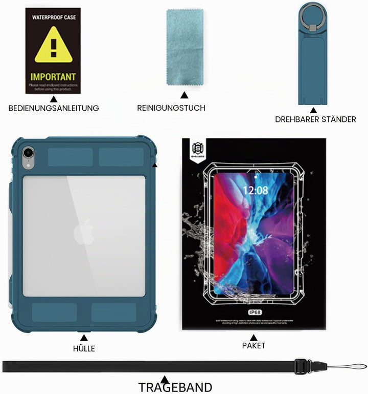 MRUOZRUI Hülle für iPad 10. Generation wasserdichte, stossfeste, sturzsichere Ganzkörper-Schutzhülle