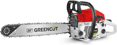 GREENCUT GS620X - Benzin-Kettensäge mit 2-Takt-Motor 62cc 3,8 PS mit 20'' Blatt, Easy-Start, Anti-Vi