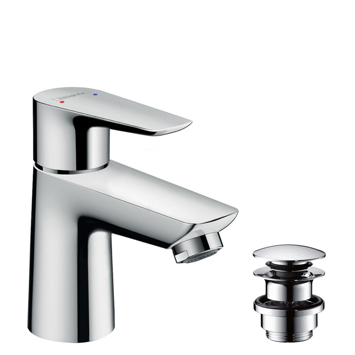 hansgrohe Wasserhahn Talis E (Armatur mit Auslauf Höhe 80mm und Push-Open Ablaufgarnitur) Chrom Chro