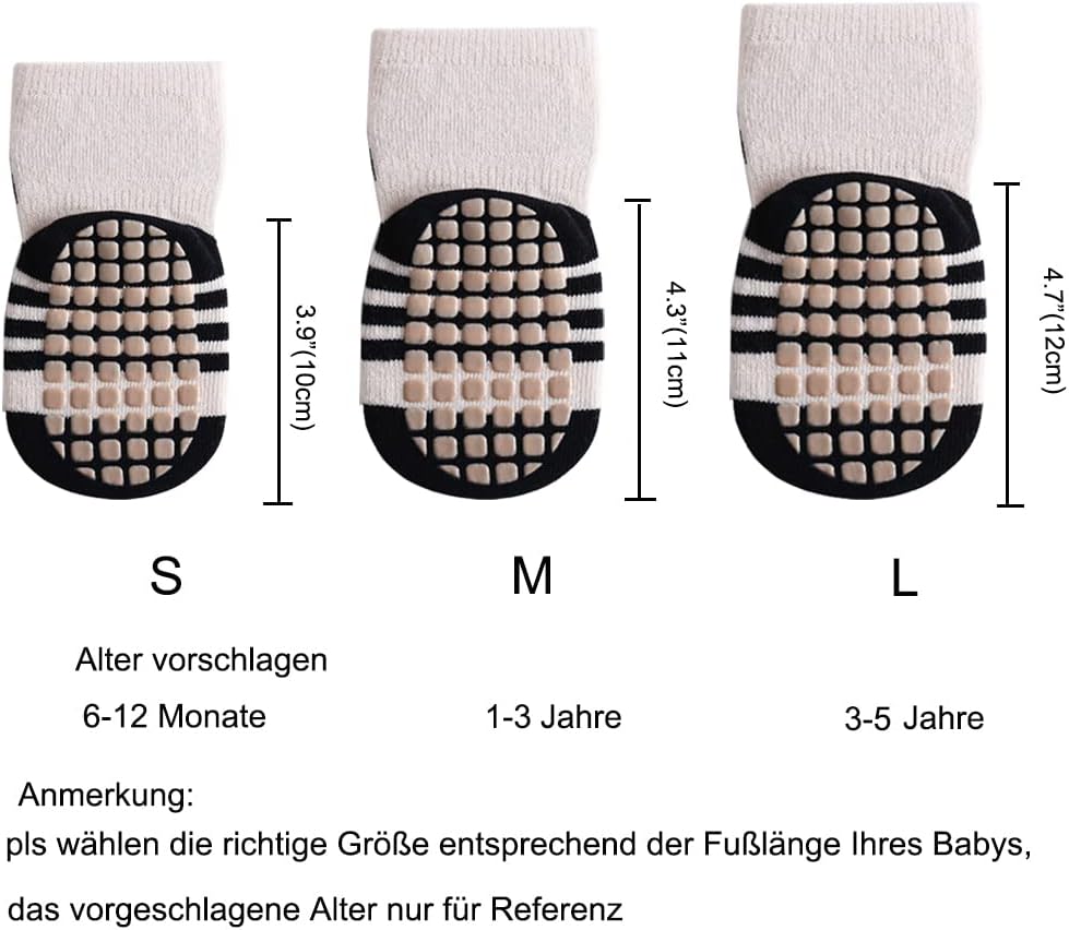 Rutschfeste Socken für Baby Mädchen Jungen 5 Paar Kinder Anti Rutsch Socken Sportsocken Stoppersocke