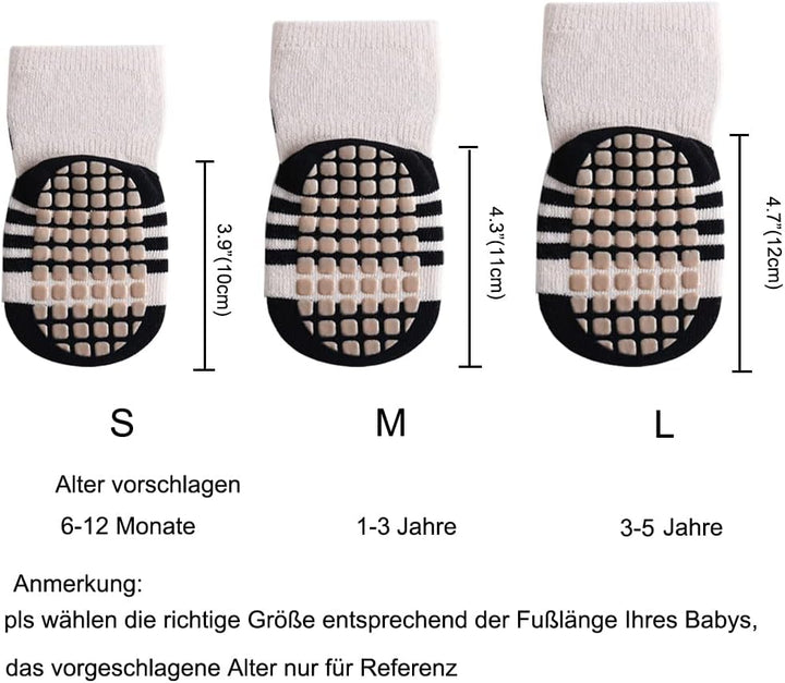 Rutschfeste Socken für Baby Mädchen Jungen 5 Paar Kinder Anti Rutsch Socken Sportsocken Stoppersocke