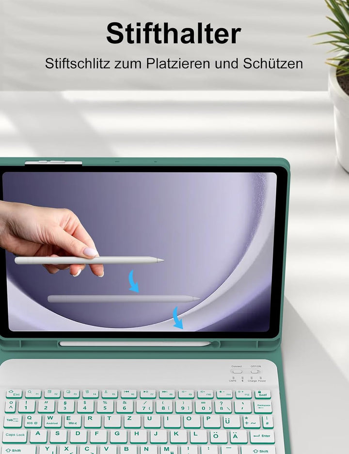 FOGARI Hülle mit Tastatur für Samsung Galaxy Tab A9 Plus 11 Zoll 2023 | Mit 7 Farben Beleuchtung Mag