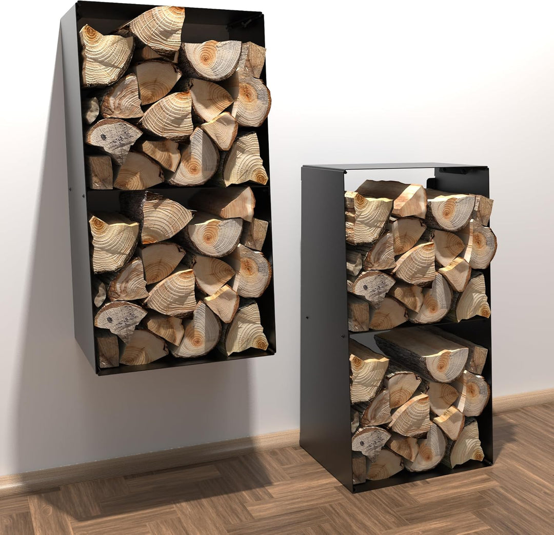 tuning-art KR010 Kaminholzregal Brennholzregal Kaminholzständer Innen Aussen Wandmontage Pulverbesch