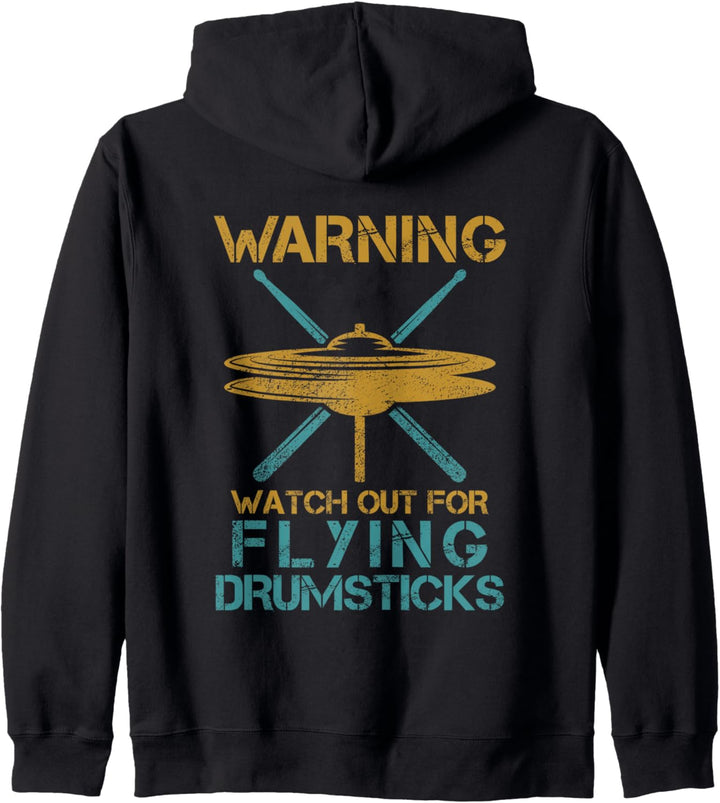 Drummer Design Schlagzeug und Trommler Flying Drumsticks Kapuzenjacke