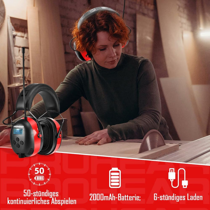 PROHEAR 033A (Upgraded) Gehörschutz mit Radio DAB +/Bluetooth/FM, Kopfhörer mit Radio mit Eingebaute