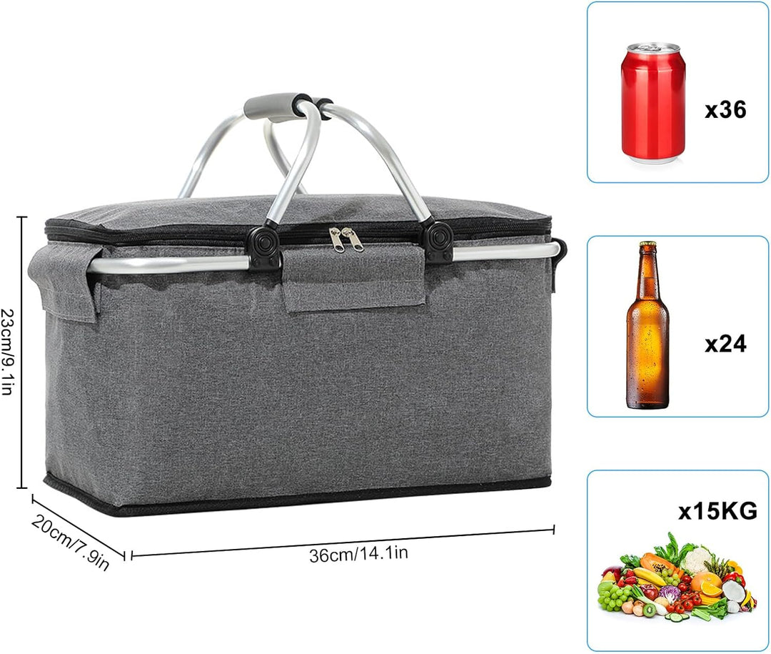 kyaoayo Picknickkorb Grosse， Kühltasche Einkaufskorb Lunchtasche Thermo，Frischtasche Thermotasche fü