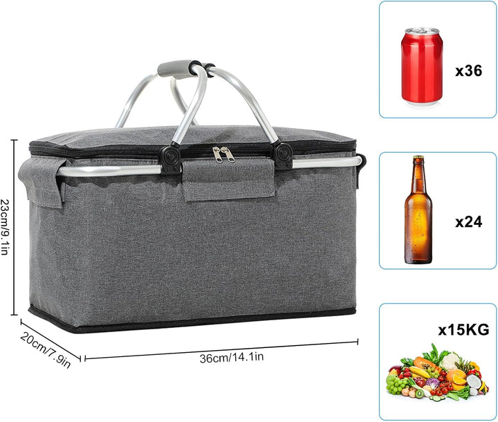 kyaoayo Picknickkorb Grosse， Kühltasche Einkaufskorb Lunchtasche Thermo，Frischtasche Thermotasche fü