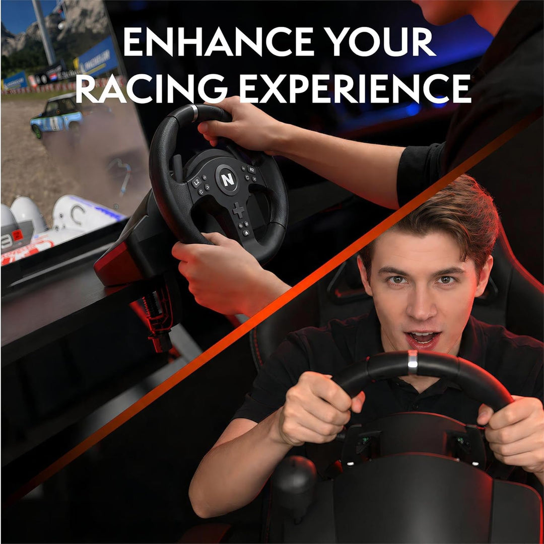 NITHO Drive Pro V200 Lenkrad mit Pedalen und Schalthebel, Gaming-Rennlenkrad für PC, PS4, Xbox One,