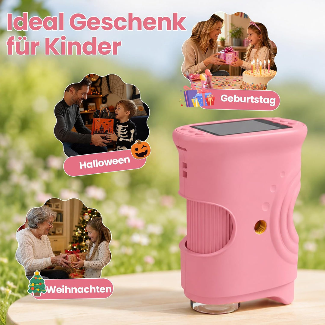 Digitales Mikroskop für Kinder mit 2 Zoll Bildschirm 8 LED Licht Tragbares Taschenmikroskop HD Mini