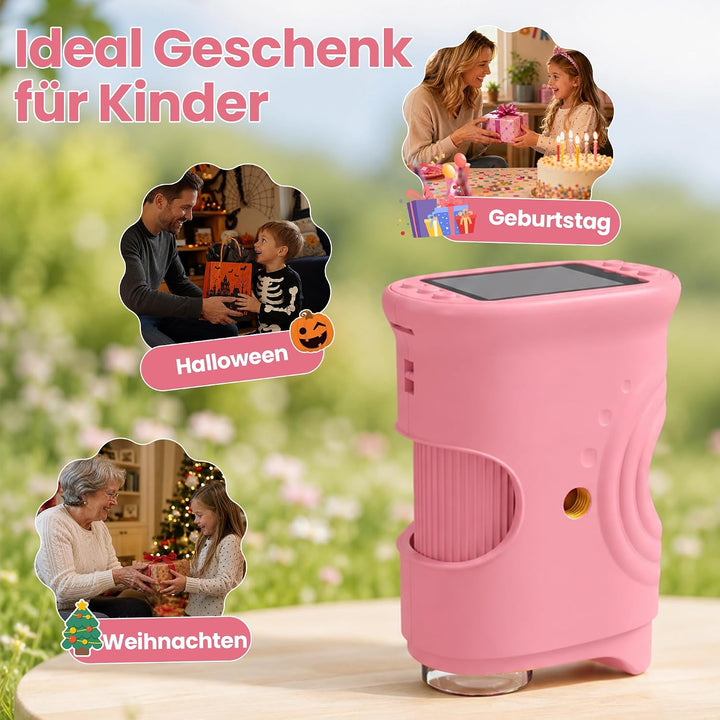 Digitales Mikroskop für Kinder mit 2 Zoll Bildschirm 8 LED Licht Tragbares Taschenmikroskop HD Mini