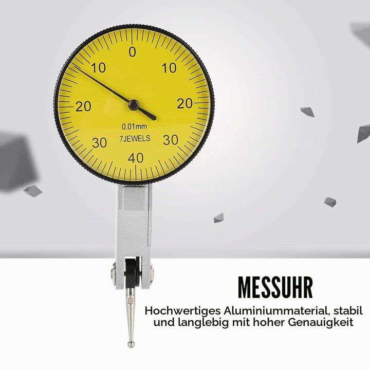 Messuhr, 0,01 mm Präzisionshebel Messuhr für Messungen während der Bearbeitung, des Aufbaus und der
