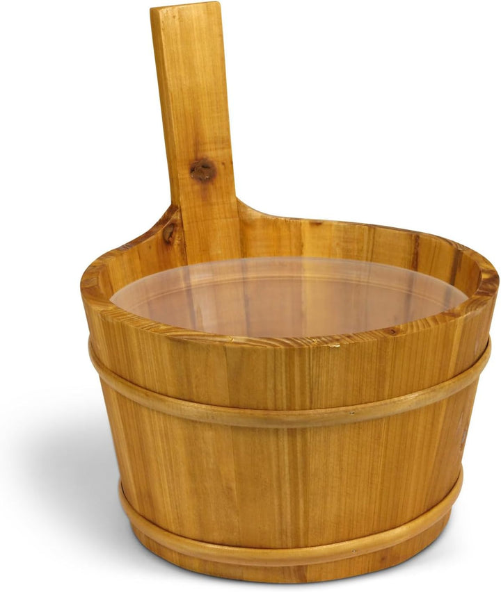 LaJa26 Sauna Kübel & Kelle - Sauna Aufguss Set - Saunakübel 3 l - Aufgusskelle 120 ml - Fichte - Kun