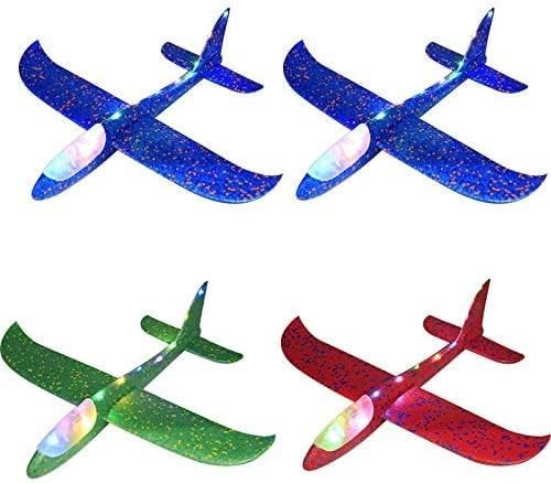 Queta Leuchtende Segelflugzeug Kinder Styroporflieger Flugzeuge Styropor, 48cm gross Manuelles Werfe