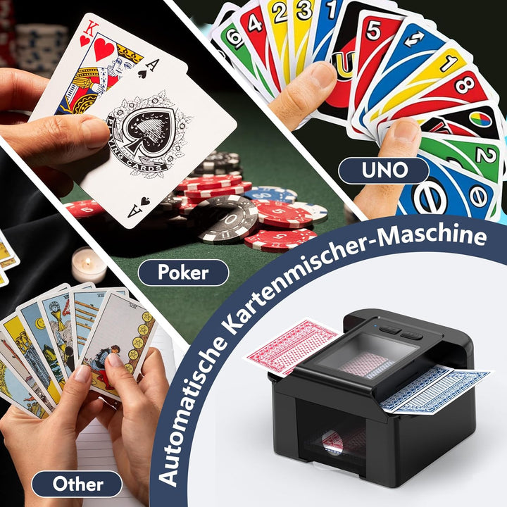 ShinePick Kartenmischmaschine Elektrische für 1-2 Decks, 2000mAh Karten Mischmaschine Automatischer