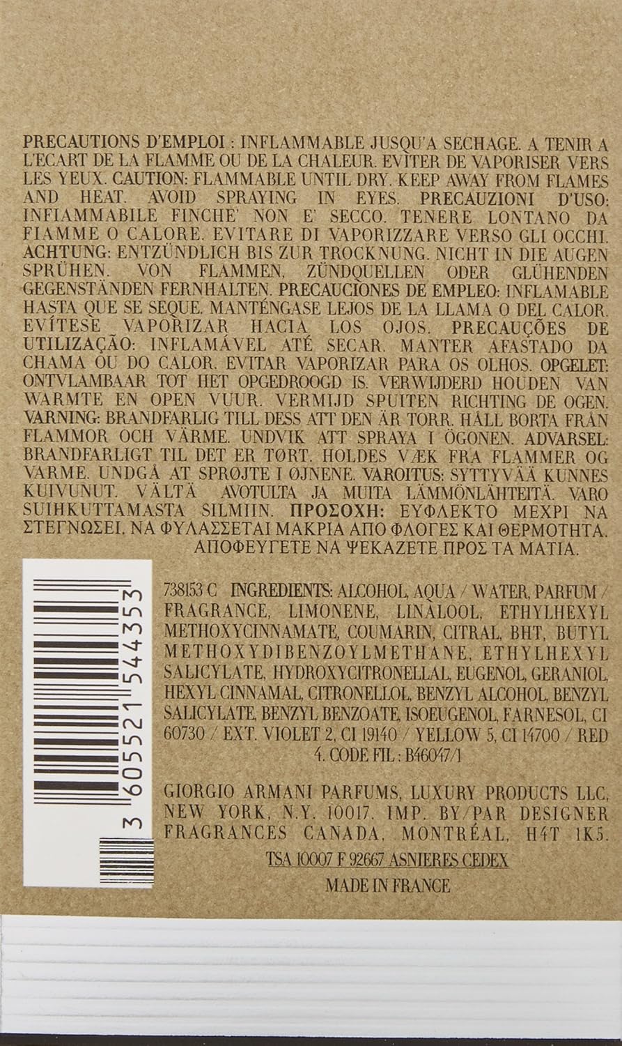 Armani Eau de Toilette Vaporisateur Zitrus 100 ml, Zitrus 100 ml