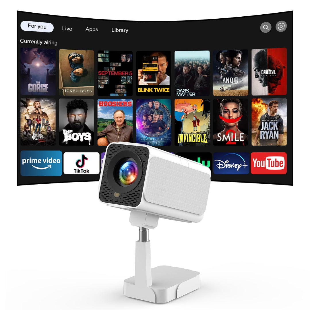 [Android TV OS & Teleskop Stand]Puxinat Smart Beamer mit WiFi6 und Bluetooth5.2, 300ANSI Elektrische