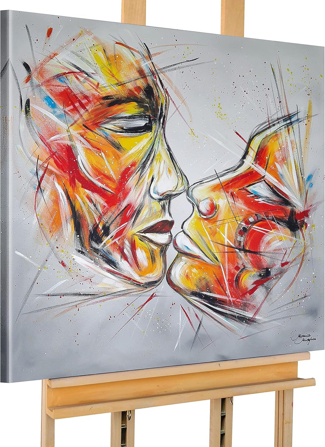 Monica Mirafiori I 100% HANDGEMALT I Gemälde Zwei Gesichter 90x90cm | Gemälde Handgemalt | Acrylgemä