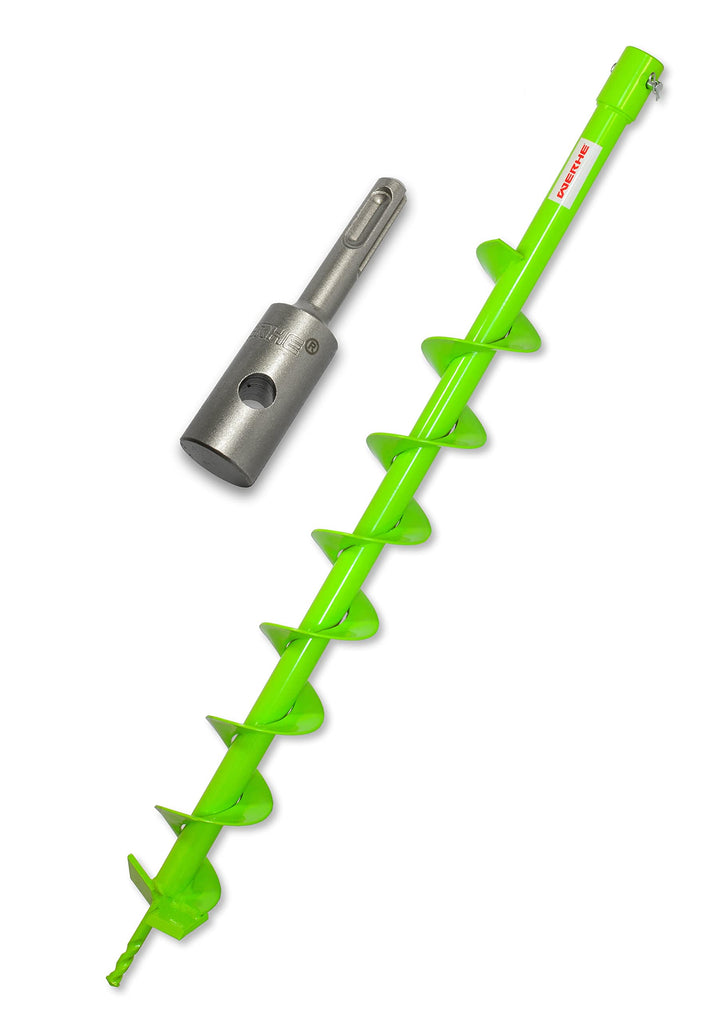 WERHE® Profi Bohrer VollStahl, Erdbohrer für bohrmaschine 80 mm extrem robust mit SDS Plus Adapter -