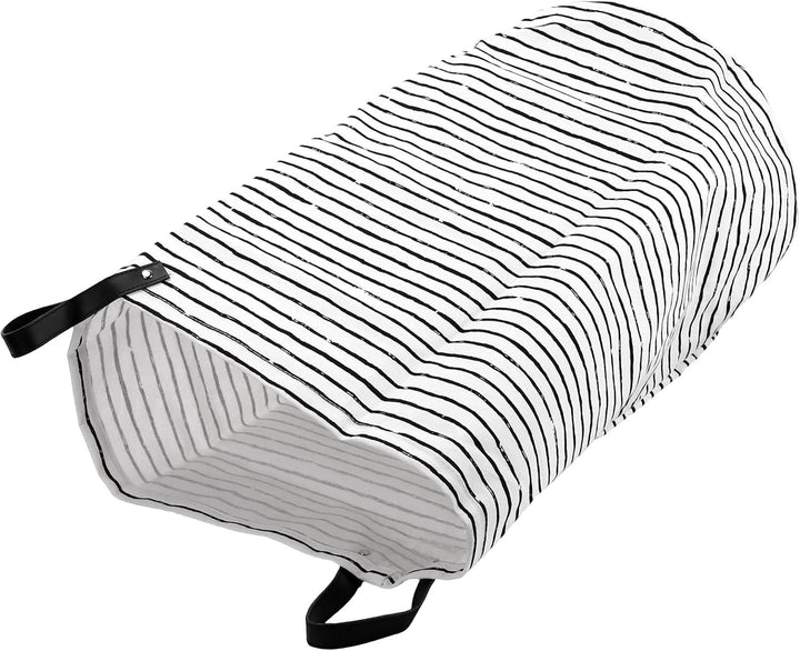SINJEUN 4 Stück 35 x 60cm Faltbare Wäschesack mit Griffen, Schwarz Weiss Wäschekorb Gestreift Schmut