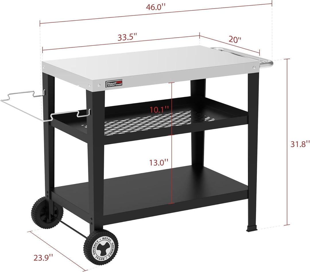 Royal Gourmet PC3404S Rollbarer Esstisch mit Müllbeutelhalter, für den Aussenbereich, Garten, Terras