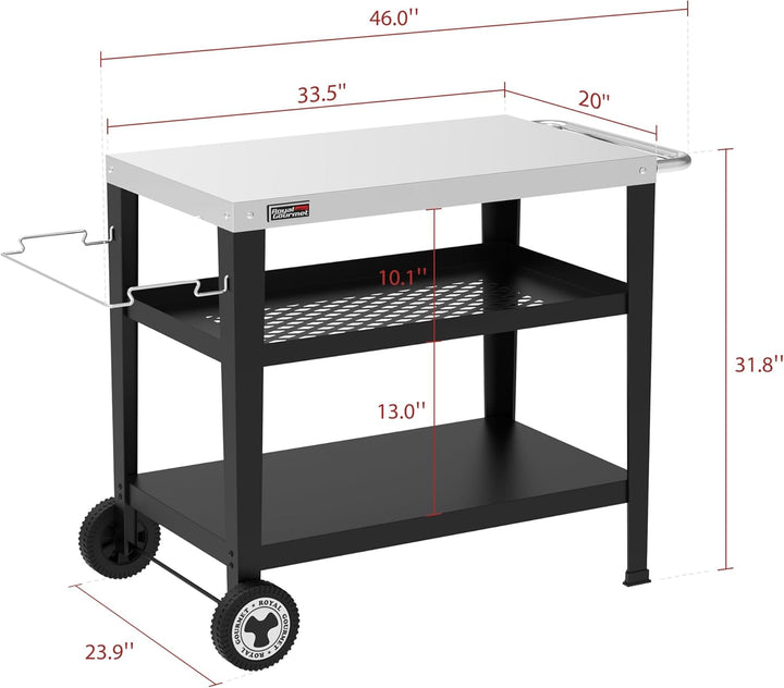 Royal Gourmet PC3404S Rollbarer Esstisch mit Müllbeutelhalter, für den Aussenbereich, Garten, Terras