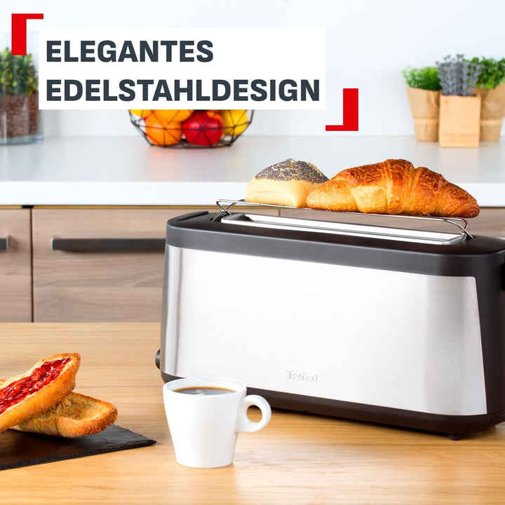 Tefal Element Langschlitz-Toaster TL4308 | 7 Bräunungsstufen | 1000 Watt | Integrierter Brötchenaufs