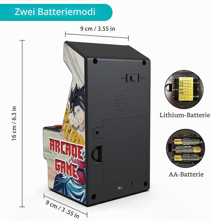 Mini Arcade Machine, Retro Handheld Konsole mit 156 Klassische Spielen, 2.8-Zoll LCD-Bildschirm, 16