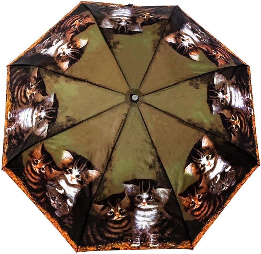 LUCKYWEATHER Regenschirm Taschenschirm Mini Damen Motiv J. C. Wilsion Four Kittens I Taschenschirme