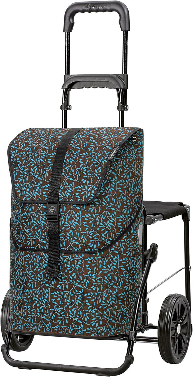 Andersen Shopper Komfort Stahl klappbar mit Rad Ø 20 cm und 46 Liter Tasche Imea blau, Imea Blau