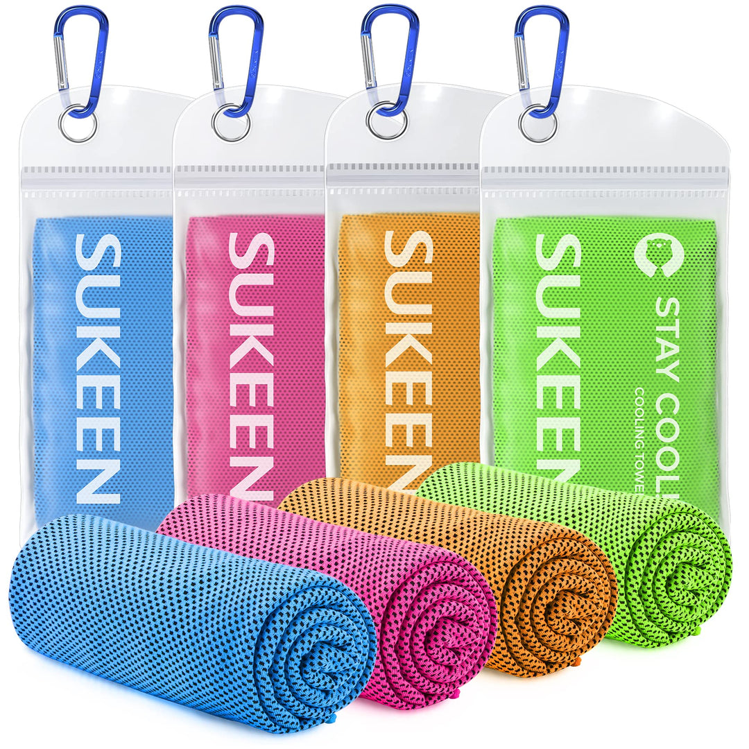 Sukeen Kühlendes Handtuch, 4er Set Kühlhandtuch Cool Towel, Gym Handtuch, Eishandtuch Kühltuch Hals,
