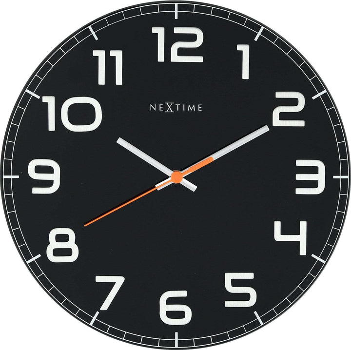 NeXtime 8817ZW Wanduhr CLASSY ROUND, lautlos, rund, aus Glas, Schwarz, ø 30 cm
