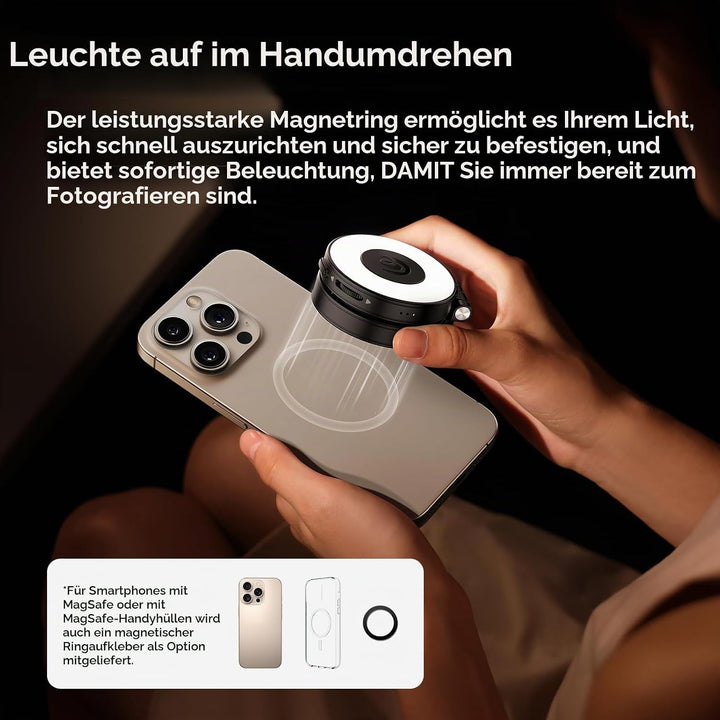 ULANZI Magnetische Selfie Licht kompatibel mit Magsafe, verbessertes 360°-Selfie Ringlicht für iPhon