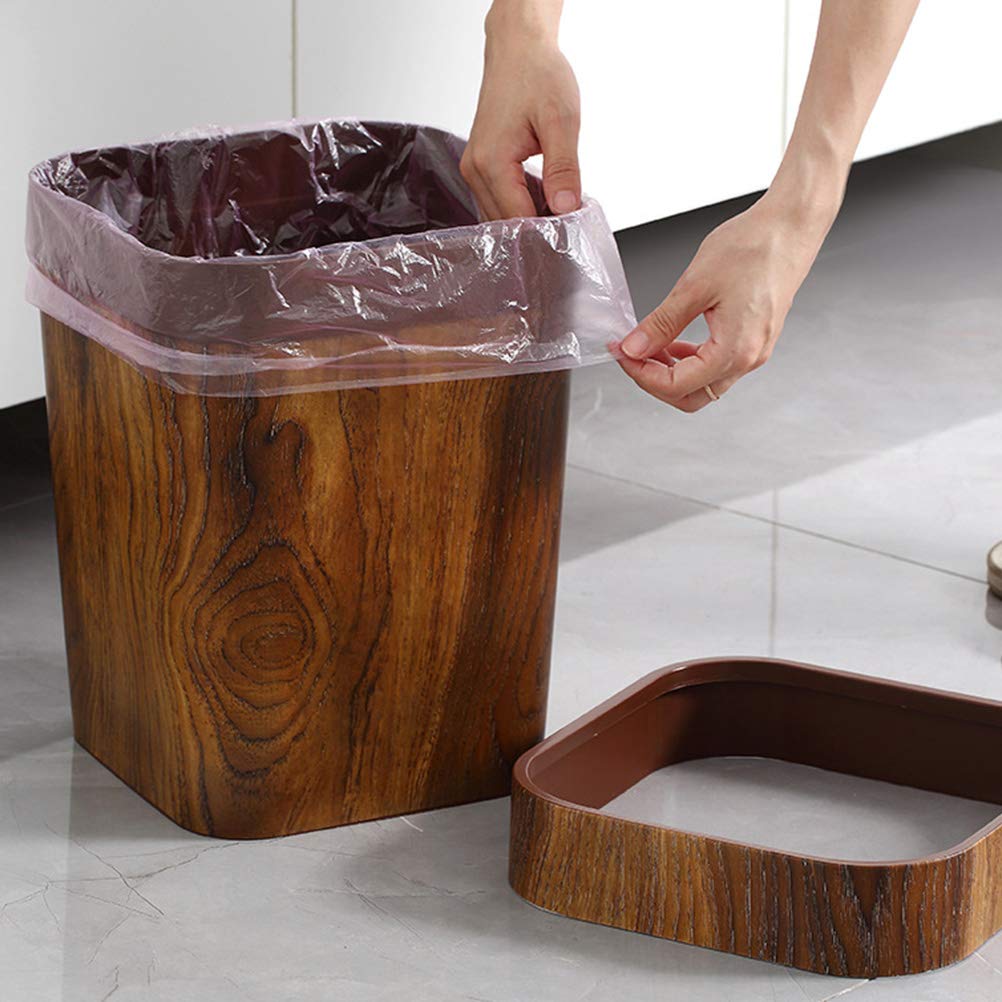 LIFKOME Imitierter Holz-Mülleimer, rustikaler Mülleimer, Mülleimer für Badezimmer, Schlafzimmer, Küc