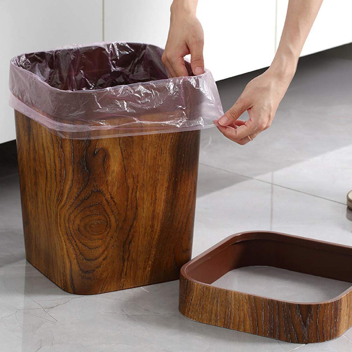LIFKOME Imitierter Holz-Mülleimer, rustikaler Mülleimer, Mülleimer für Badezimmer, Schlafzimmer, Küc