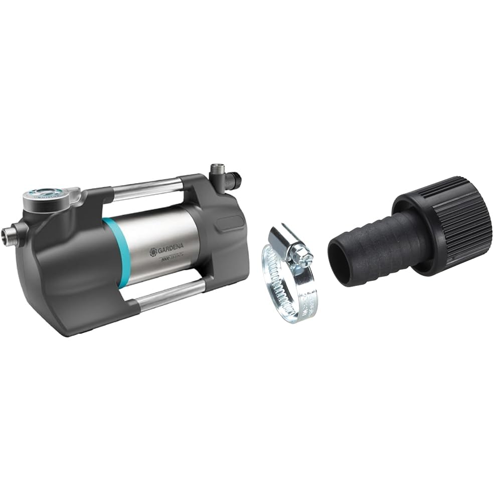 Gardena Gartenpumpe 5600 Silent+ &amp; Saugschlauch-Anschlussstück 25 mm (1 Zoll): Pumpen-Anschlussstück