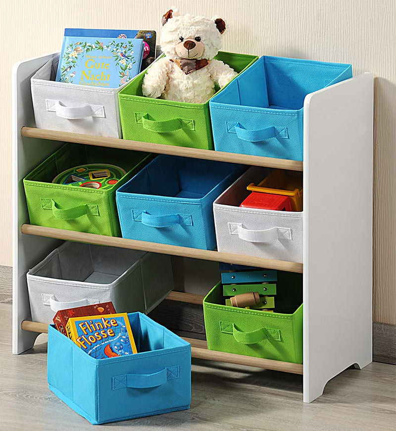 Kesper | Kinderregal mit Boxen, Material: Faserplatte, Masse: 66 x 30 x 59,5 cm, Farben: Weiss, Grün