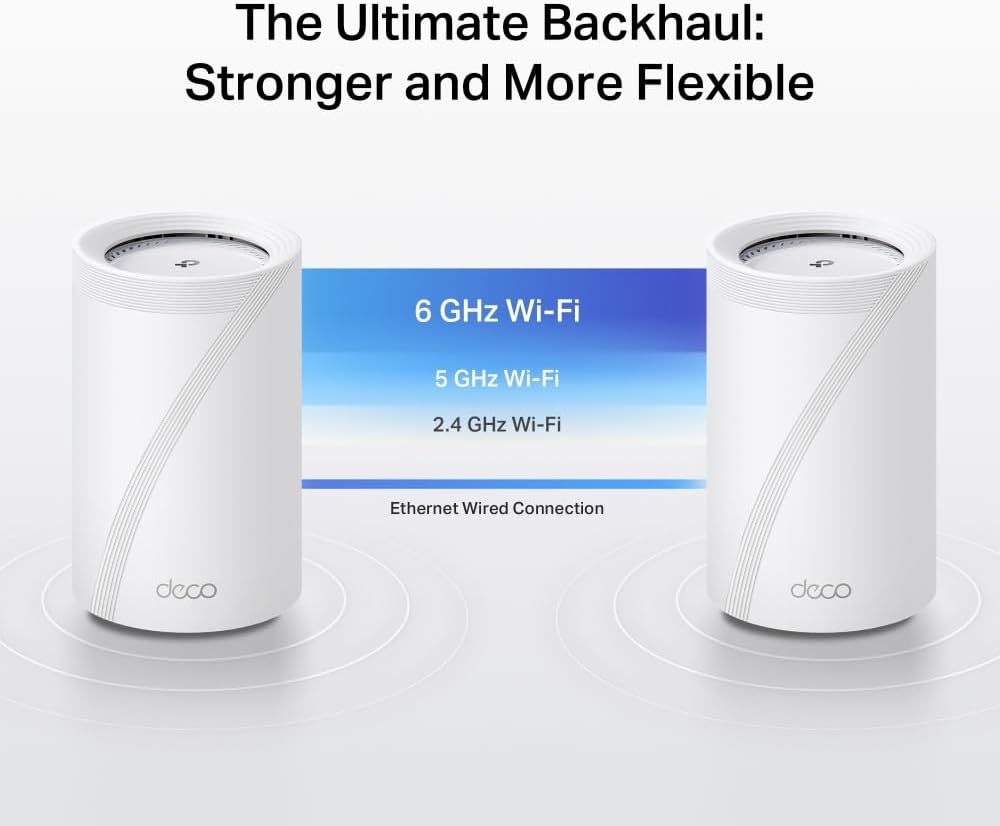 TP-Link Deco BE68 (3-Pack), WiFi 7 Mesh BE14000 Tri-Band, 14 Gbit/s, Ethernet-Port bis zu 10 Gbit/s,