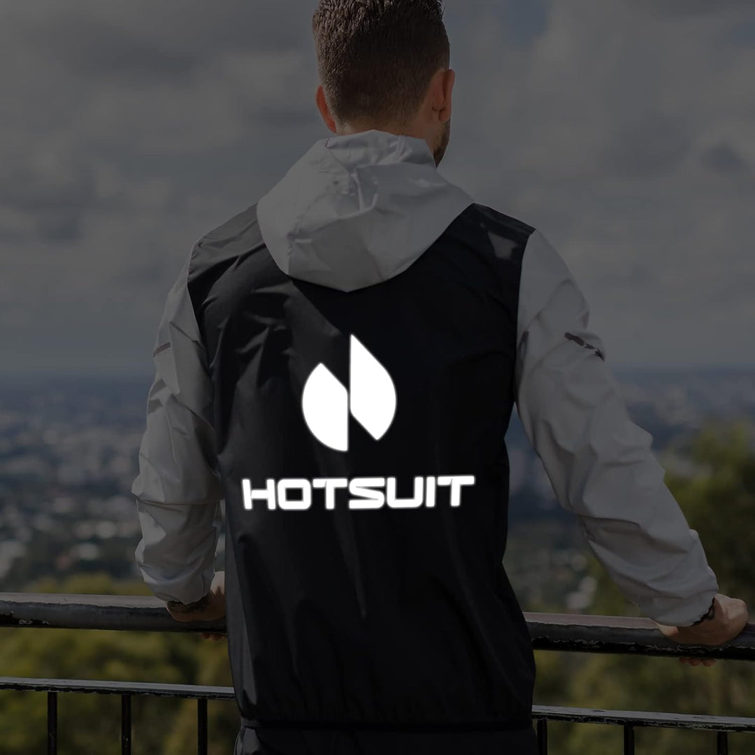 HOTSUIT Schwitzanzug Herren Trainingsanzüge Fitnessstudio Workout Übung Saunajacke Hose Ganzkörper S