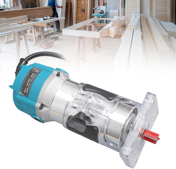 800W Kompakt Elektro Holzschneider Oberfräse, 6,5 Ampere Motor, Holzfräse mit Linearer Führungsschie