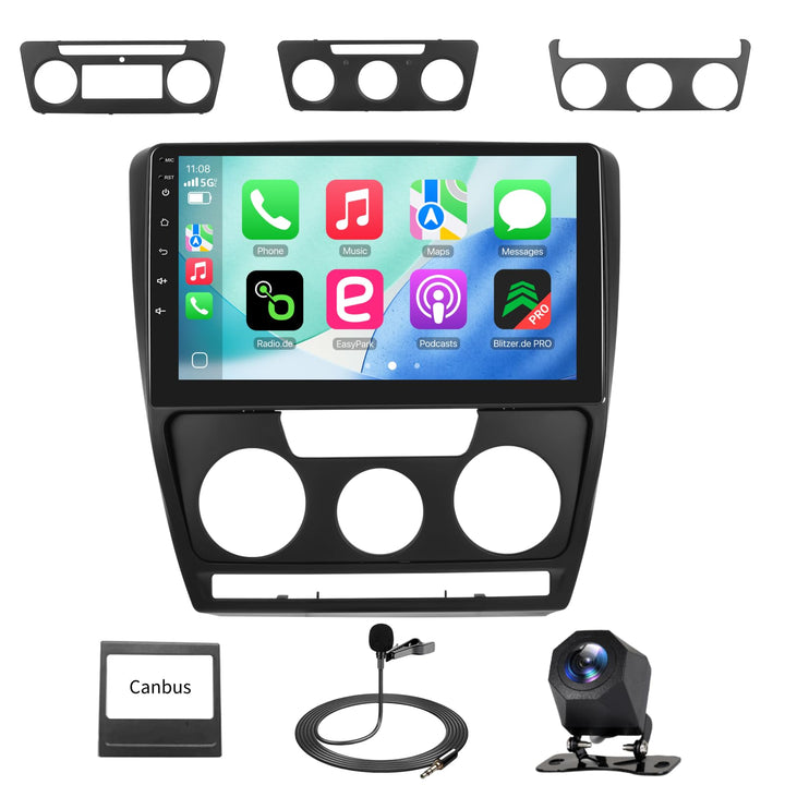 [4+64GB] Autoradio Carplay für Skoda Octavia (2004-2014), 10,1-Zoll Touchscreen Autoradio Android 13