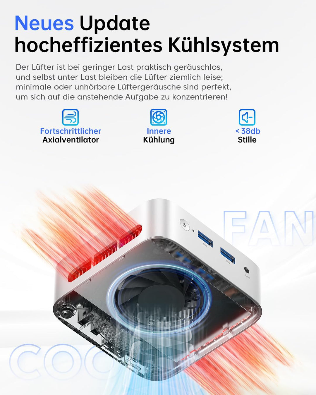 ACEMAGICIAN Mini PC Dual Ethernet, 12th Ιntel Alder Lake-Ν95 (bis zu 3,4 GHz) Desktop-PC, 8GB LPDDR5