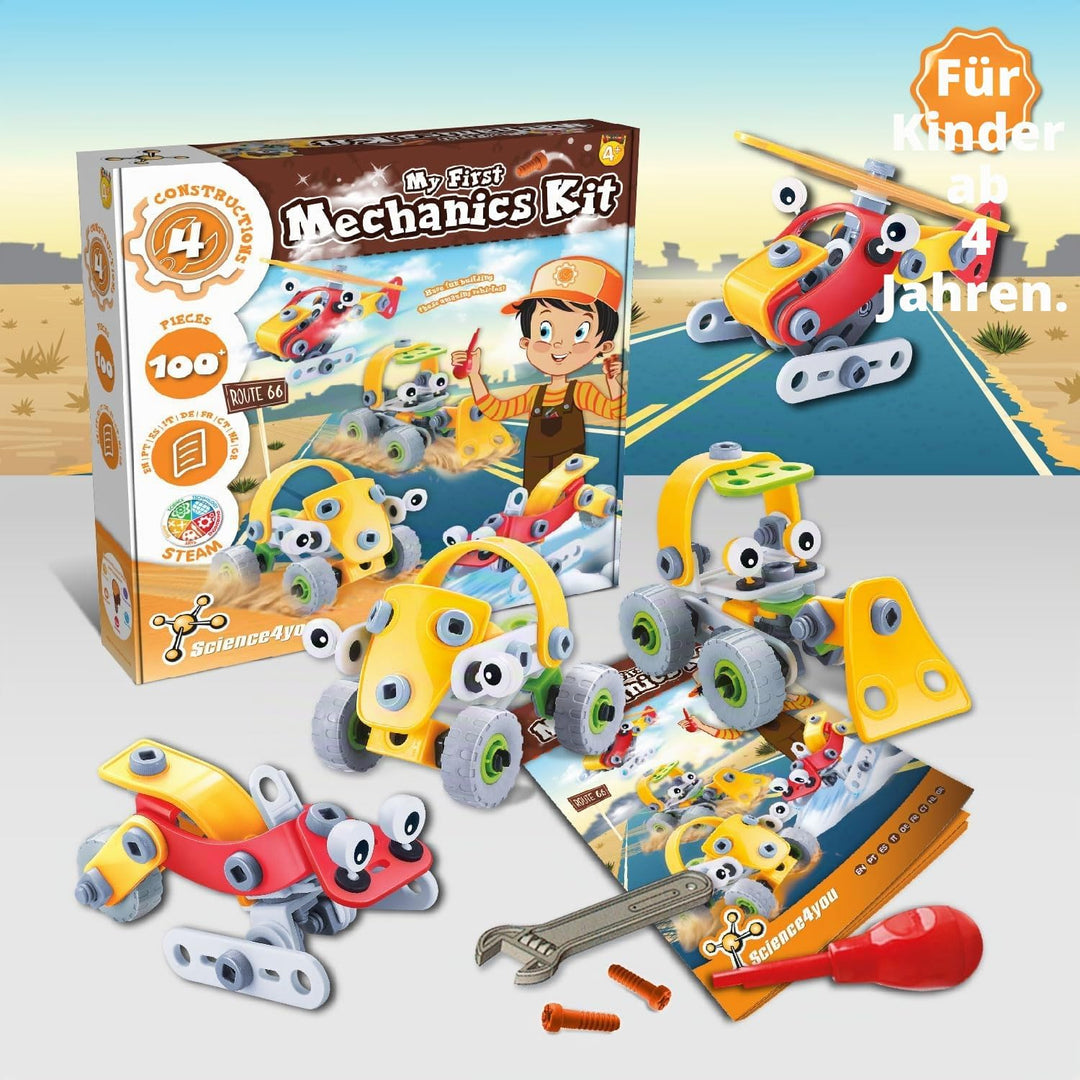 Science4you Mein Erstes Konstruktionsspielzeug ab 4 - Auto Spielzeug für Kinder mit 100+ Stück und 4