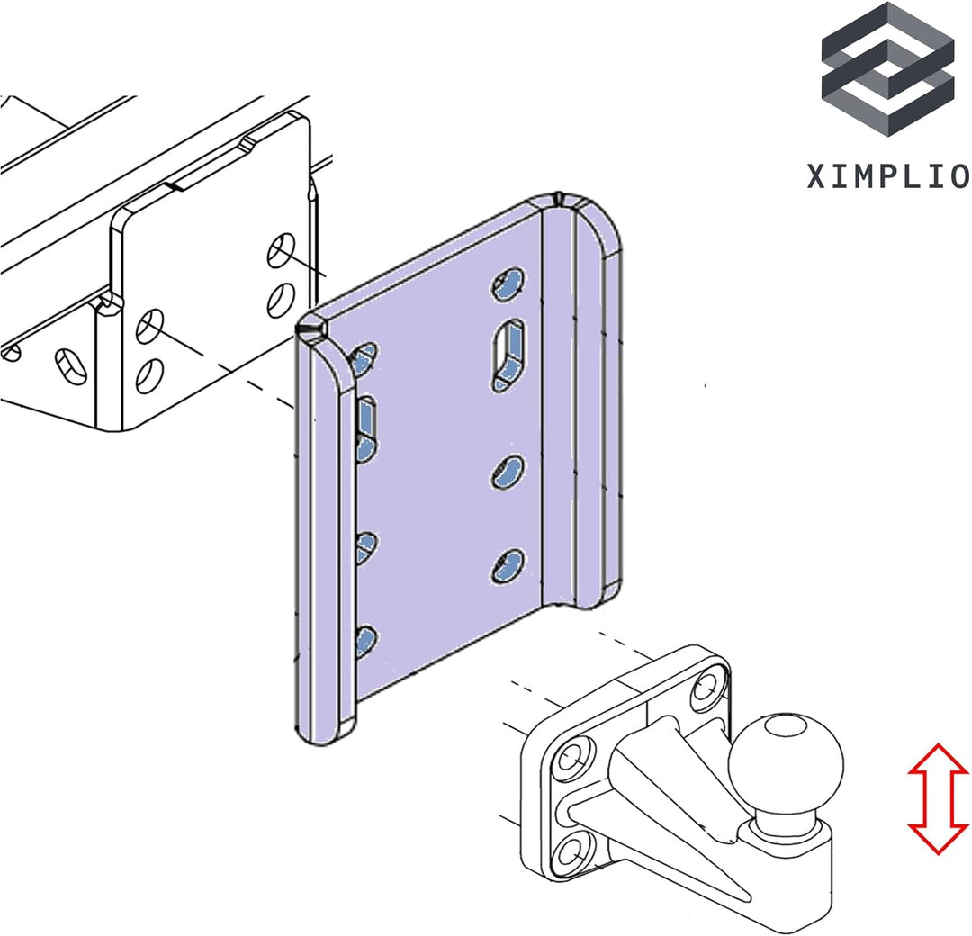 XIMPLIO Universelle Adapterplatte Anpassung Kugelhöhe Kugelverstellplatte mit ABE für Anhängerkupplu