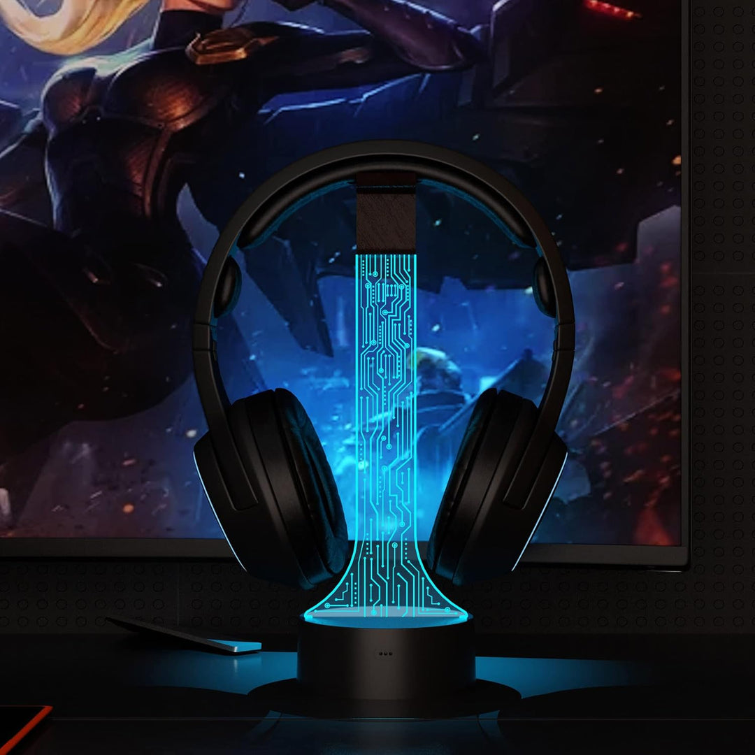 YuanDian Leuchtender Kopfhörerständer für Schreibtisch, Gaming Headset Halterung, RGB mit 16 farbige