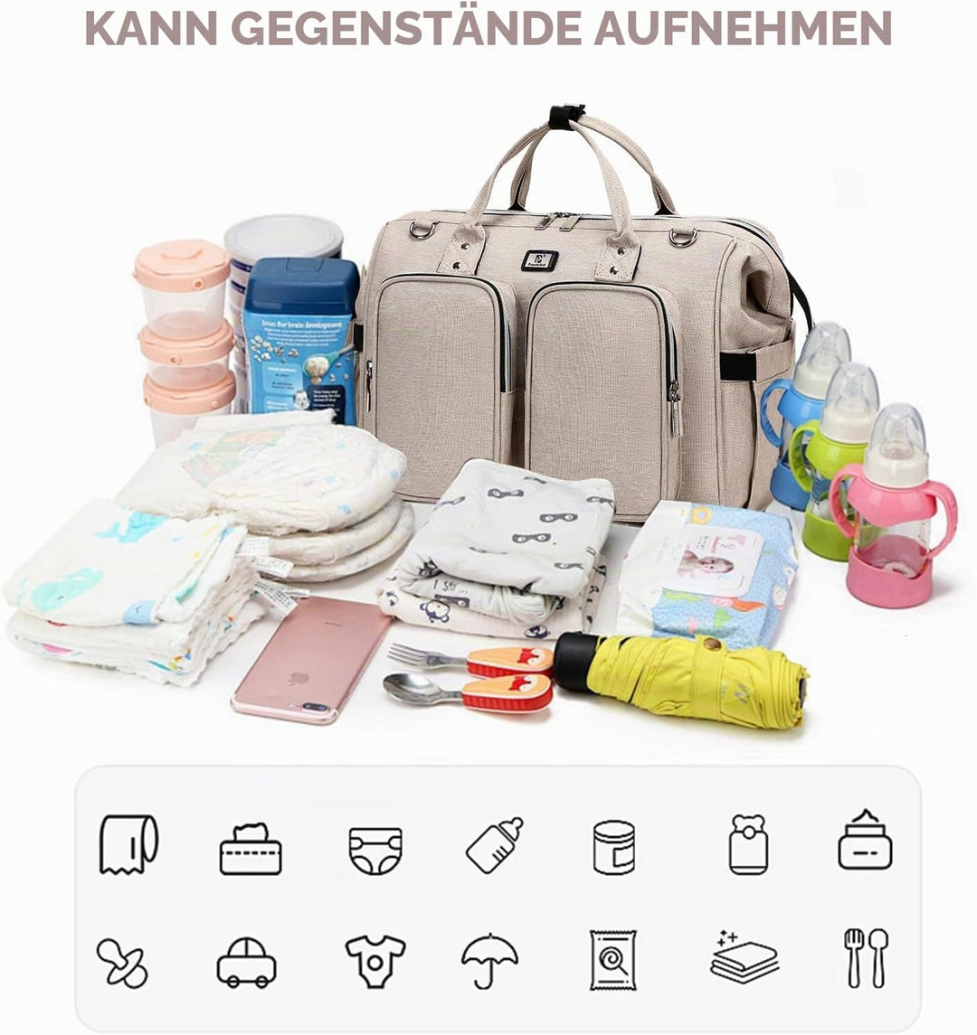 Pomelo Best Wickeltasche mit wasserdicher Wickelunterlage und 2 Kinderwagen Haken verstellbare Schul