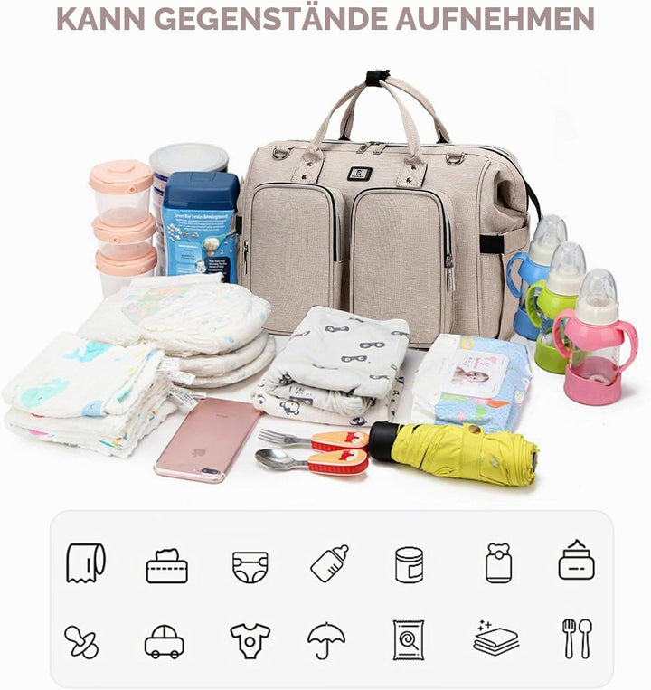 Pomelo Best Wickeltasche mit wasserdicher Wickelunterlage und 2 Kinderwagen Haken verstellbare Schul