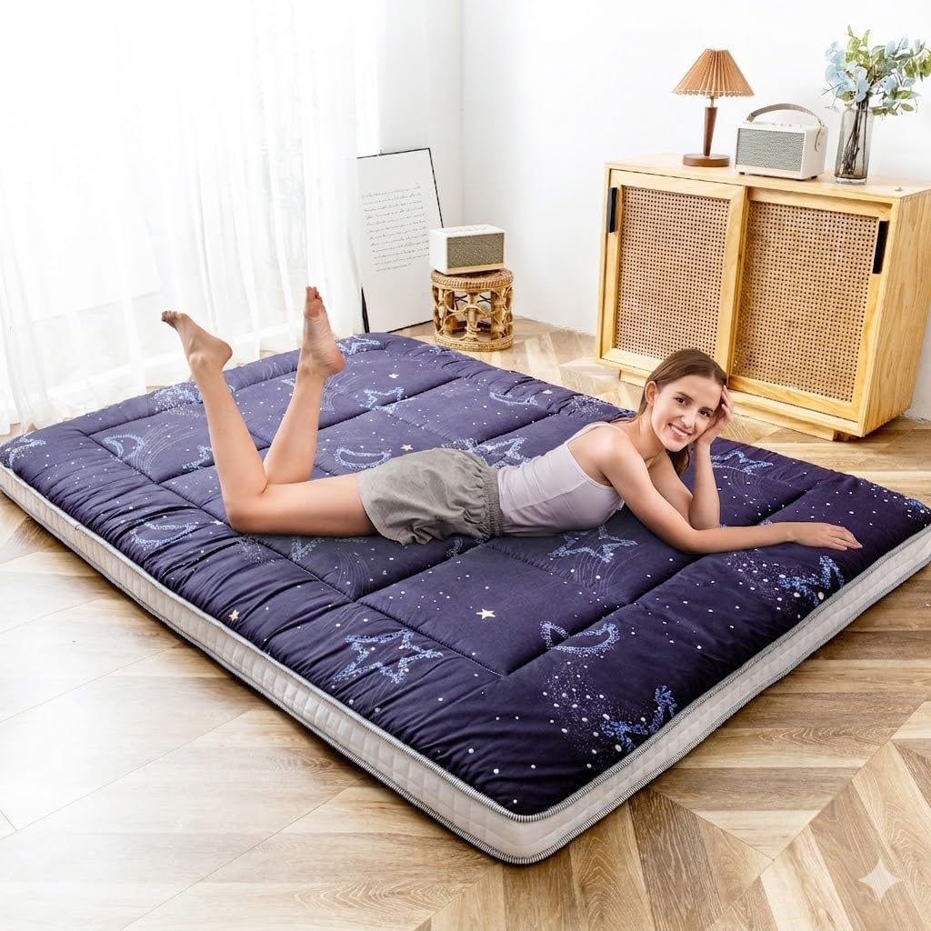 MAXYOYO Futon Matratze, Gepolsterte Japanische Bodenmatratze Gesteppte Bett Matratzenauflage, Extra